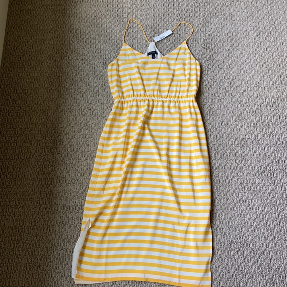 JCrew Yellow/White striped dress-NWT